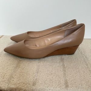 Franco Sarto Tan Low Heel Wedge Pointed Toe Pumps